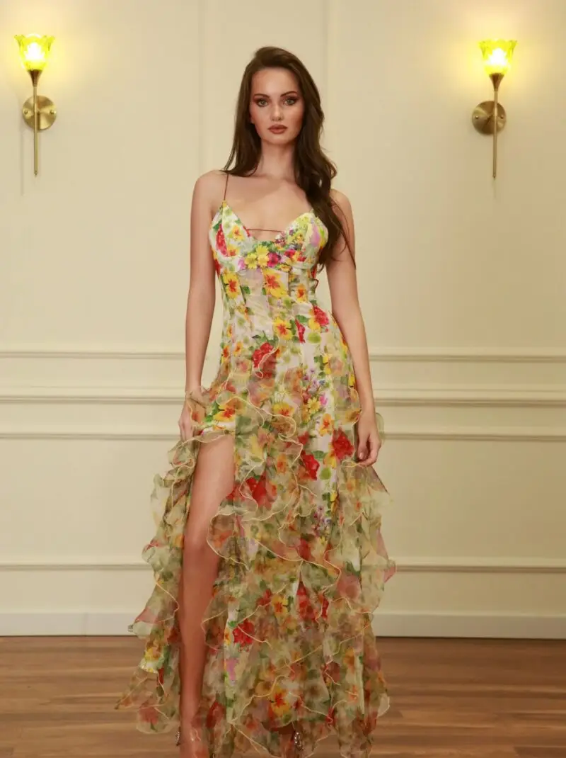 Baroque Flower Maxi Dress