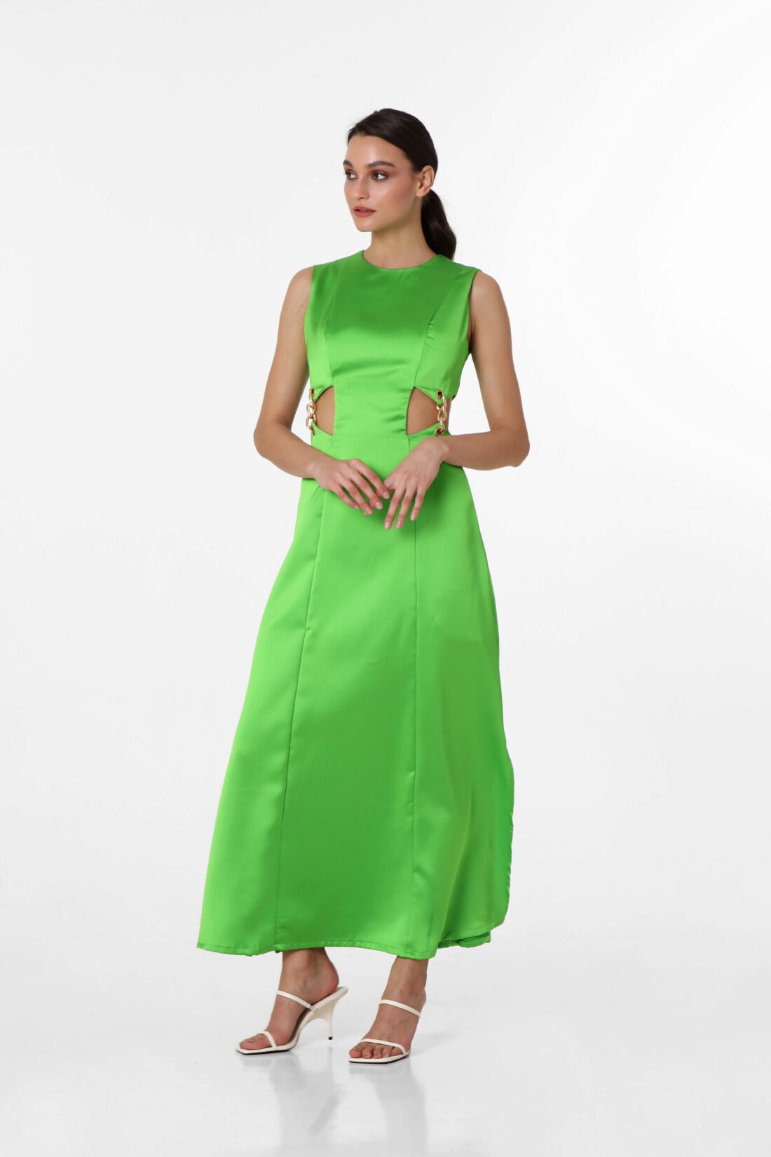 SATIN GREEN MAXI DRESS