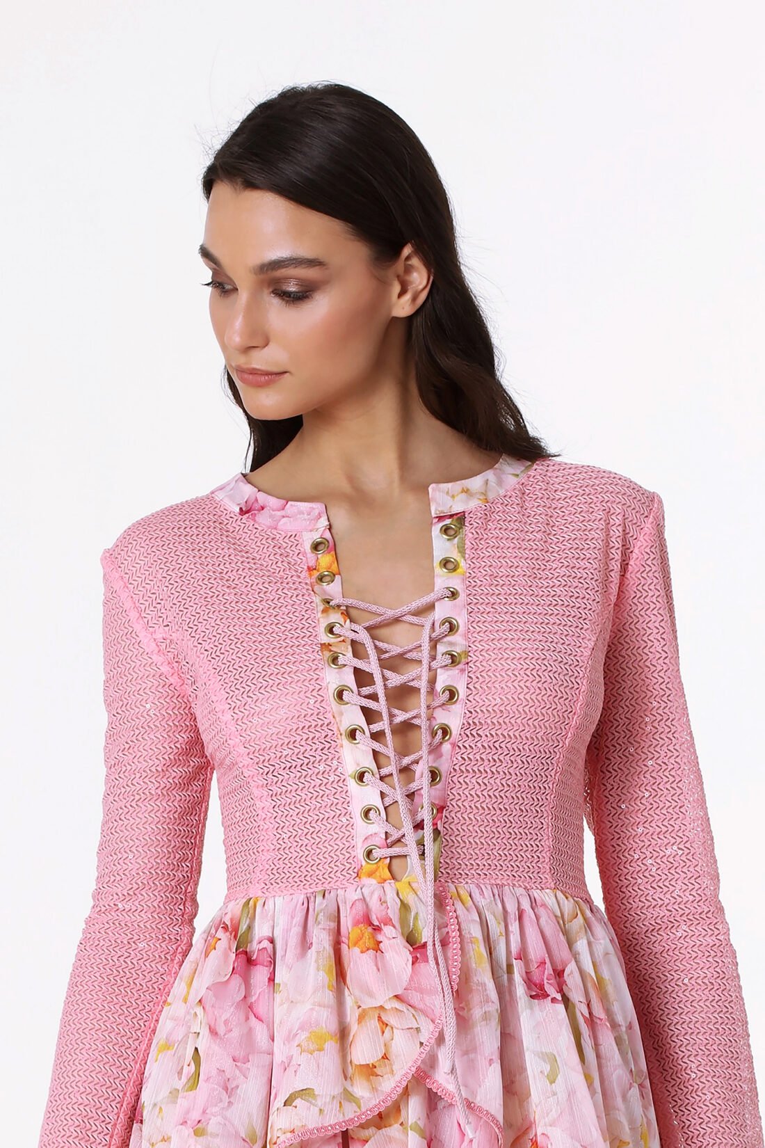 LONGSLEEVE PINK BLOOM MINIDRESS