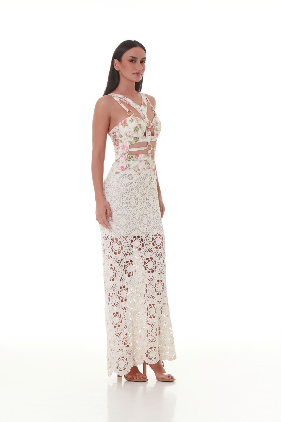 “Ruffles & Rhythms” Grecian Enchantment Bondage Maxi Dress''