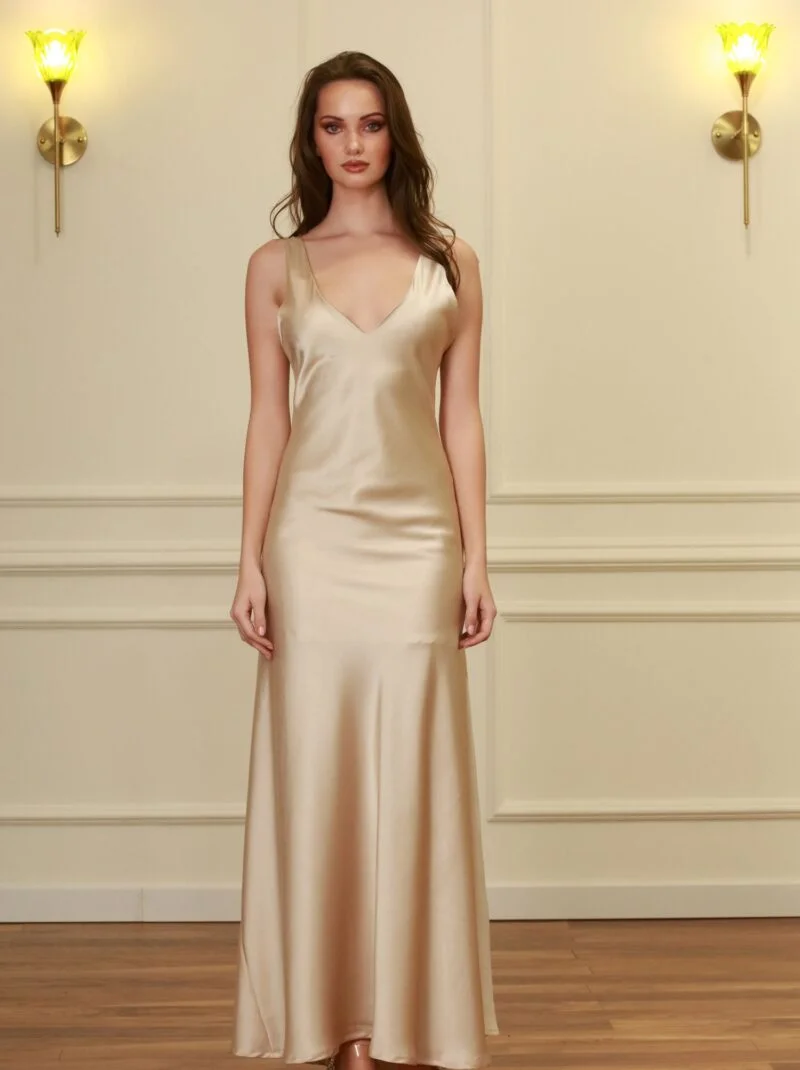 The Essential Champagne V-Neck Maxi