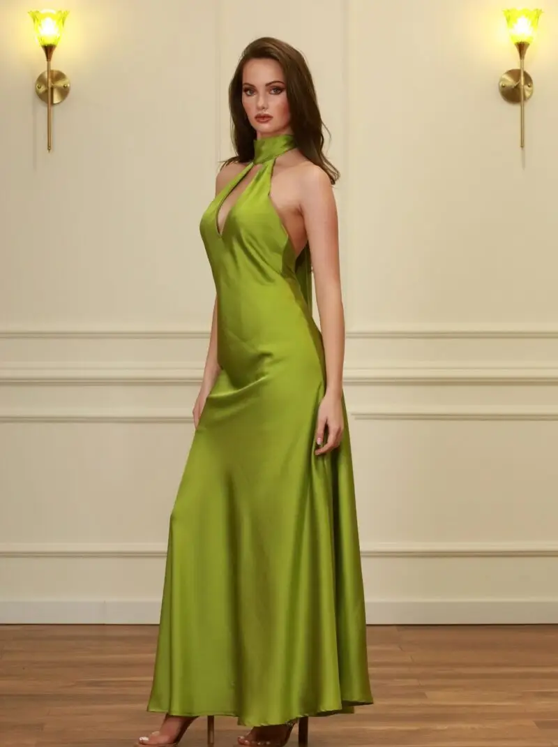 The Essential Pistachio Halter-Neck Maxi