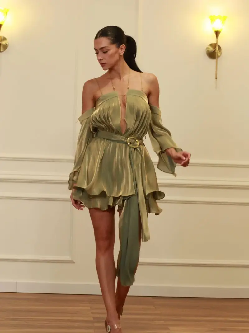Caryatida Olive Mini Dress